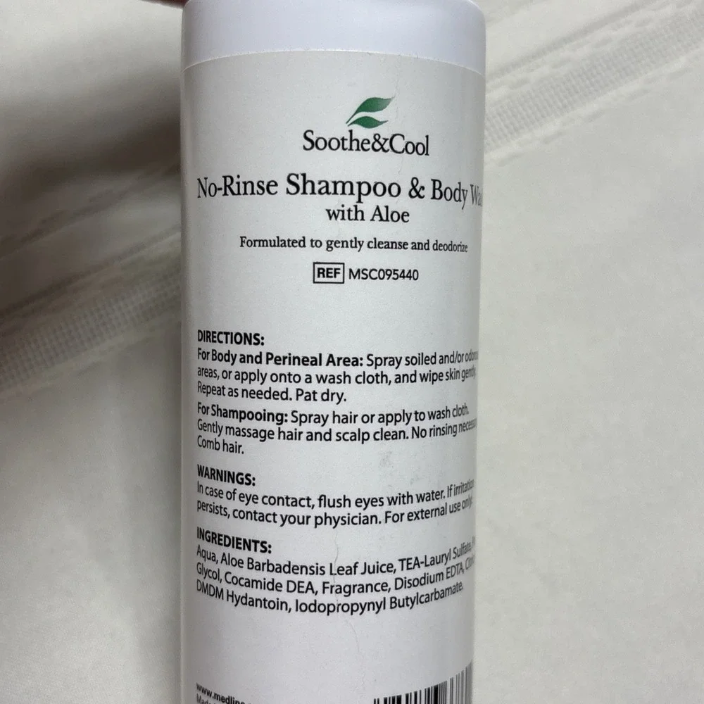 No-Rinse Shampoo & Body Wash MEDLINE   with Aloe  Soothe & Cool Fresh 8oz New